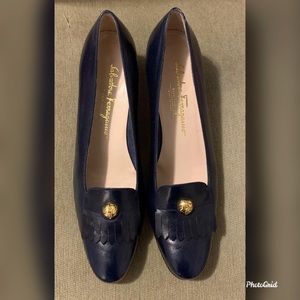 Navy Ferragamo heels
